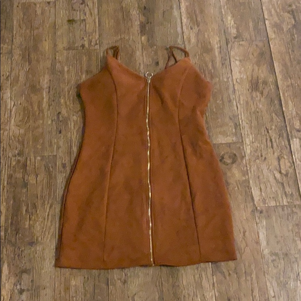 Light Suede Zip Dress